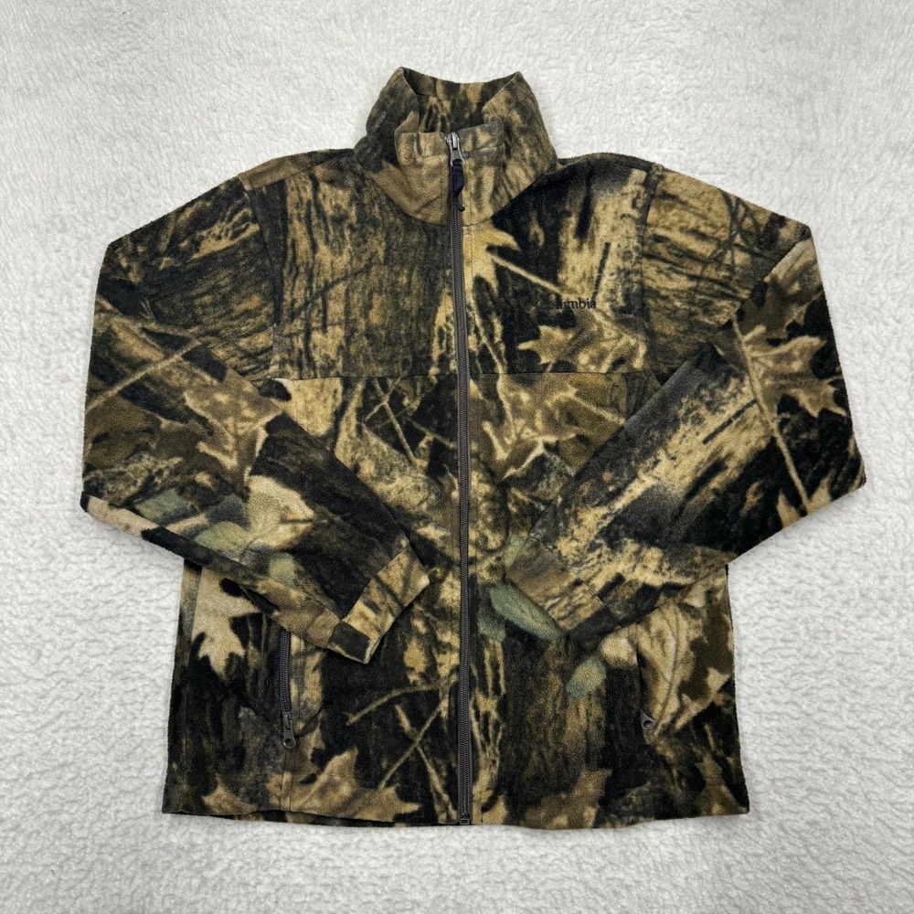 Columbia Full Zip Fleece Jacket Sweater Camo Youth Size M 10/12